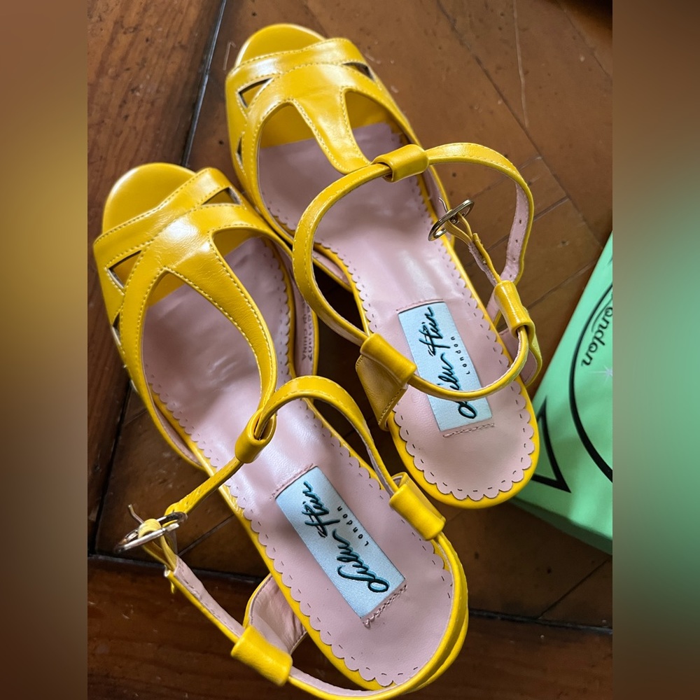 Lulu Hun yellow heels new never worn size 7 (uk 5)